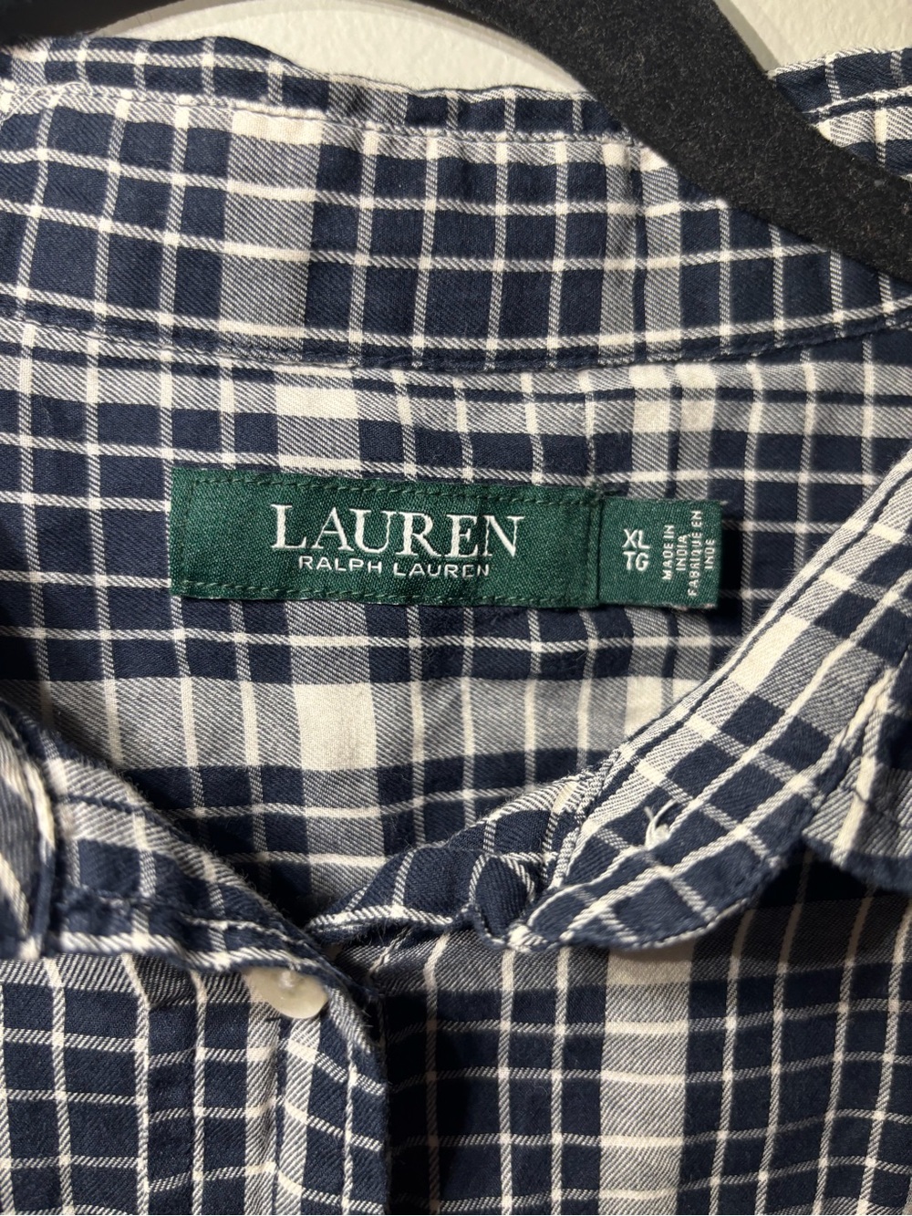 Lauren Ralph Lauren Navy Plaid Button Down Shirt Size XL - Picture 2 of 4